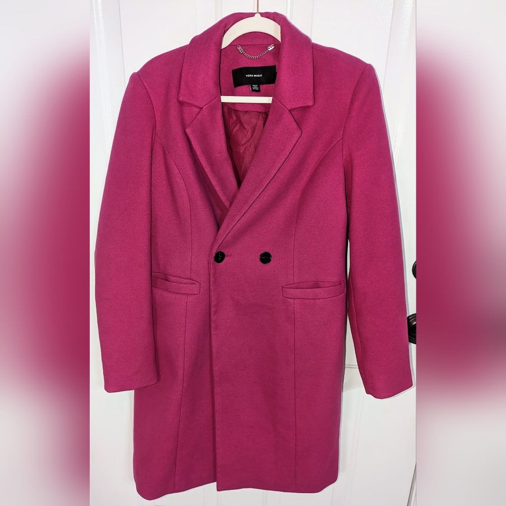 Vero Moda Hot Pink Pea Coat - Picture 2 of 9